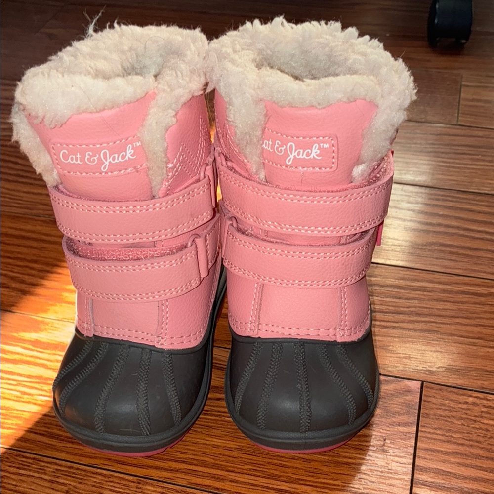Cat & Jack Pink and Gray Cozy Winter Boots
